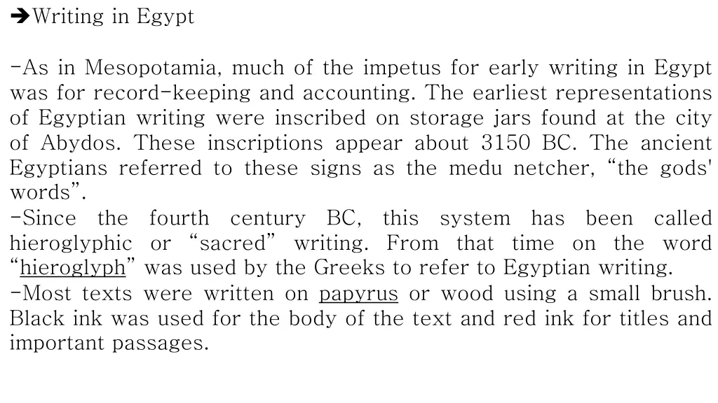 writing in egypt