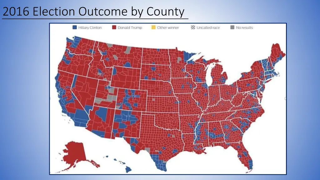 2016 election outcome by county