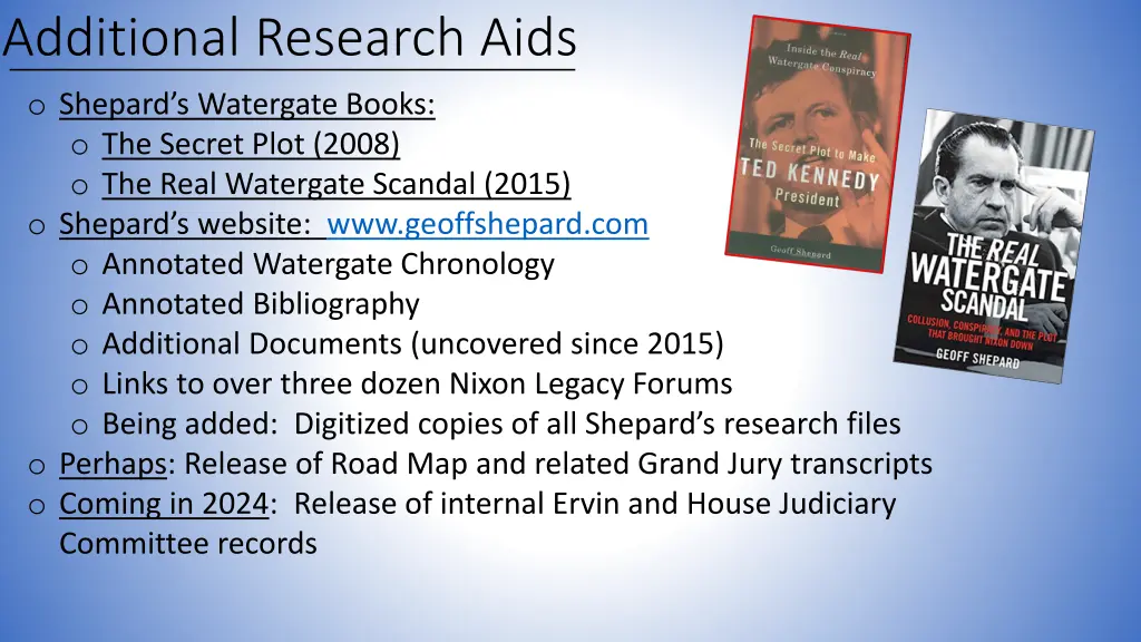 additional research aids o shepard s watergate