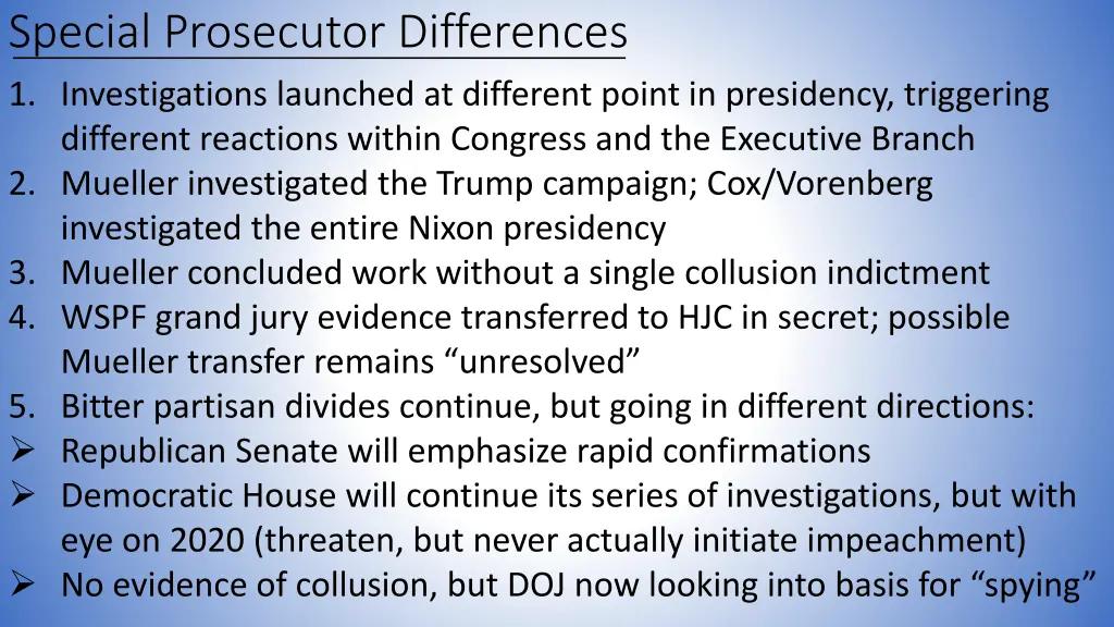 special prosecutor differences 1 investigations