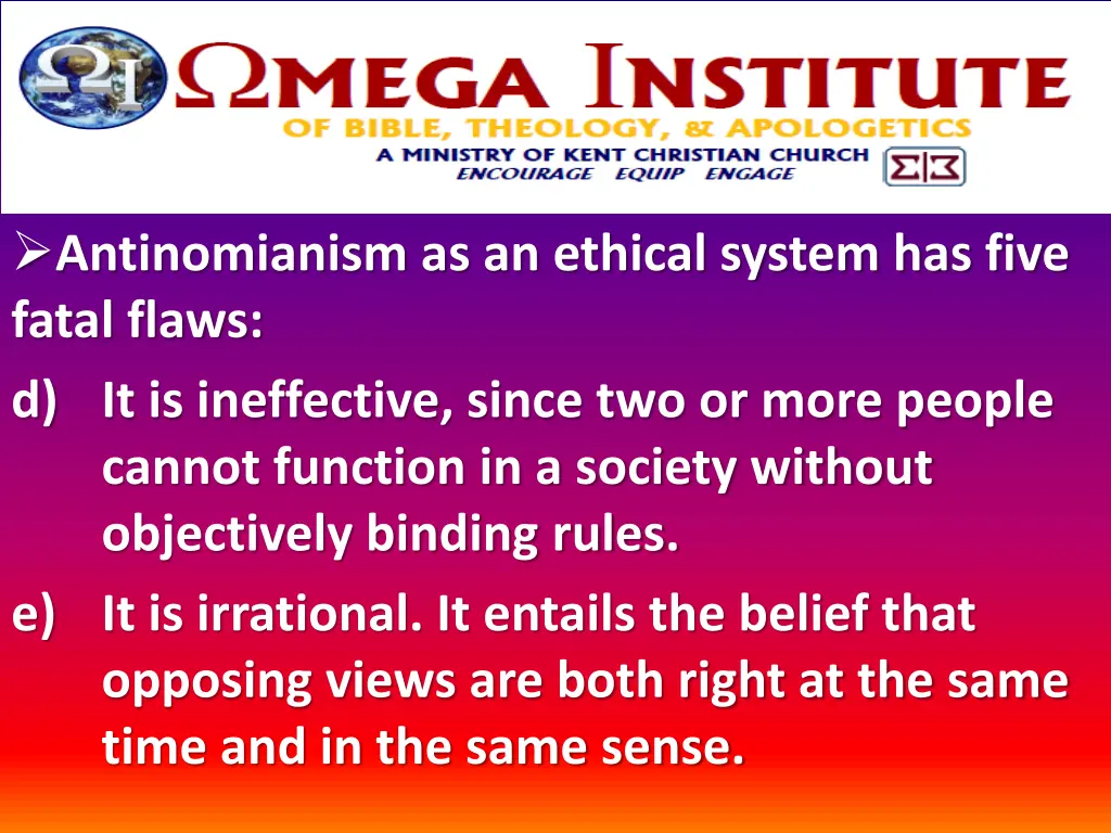 antinomianism as an ethical system has five fatal 1