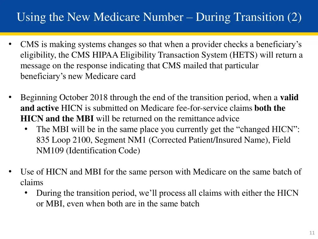 using the new medicare number during transition 2