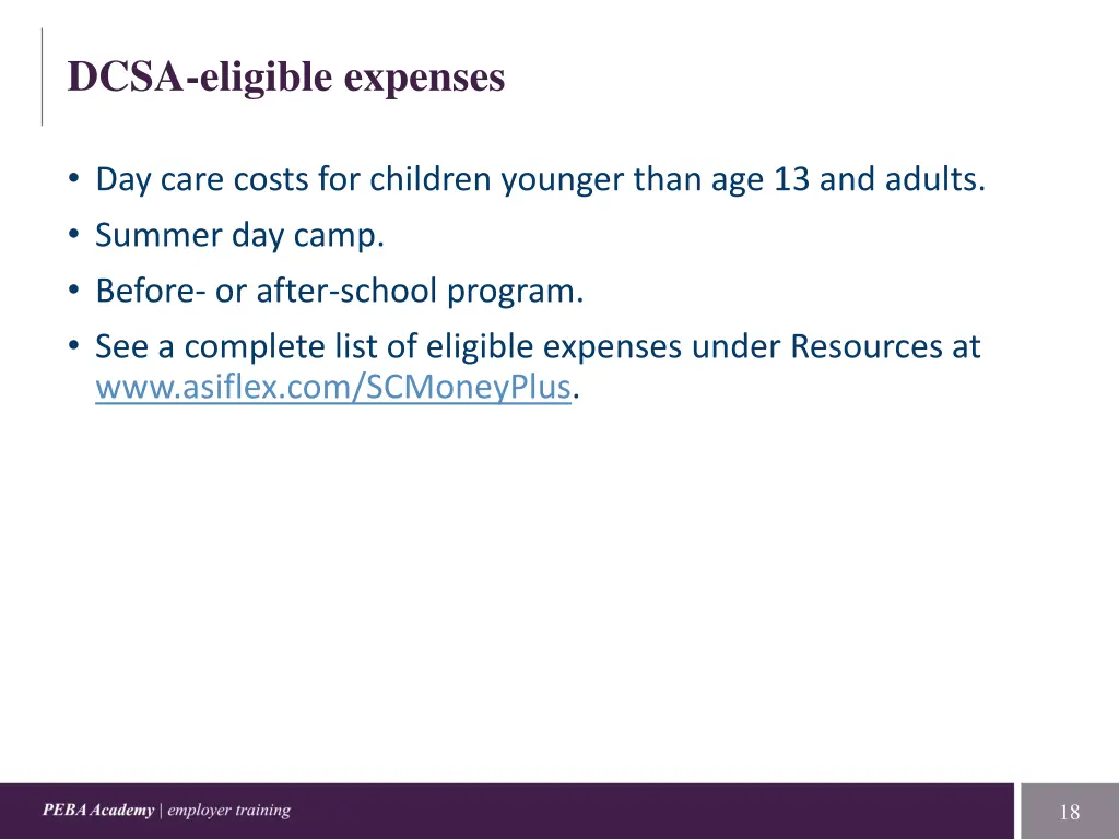 dcsa eligible expenses