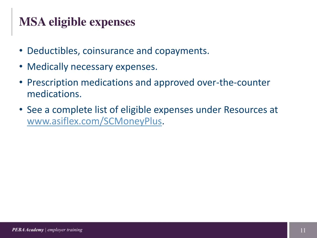 msa eligible expenses