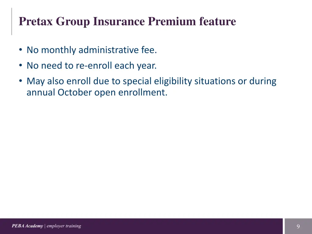 pretax group insurance premium feature 1