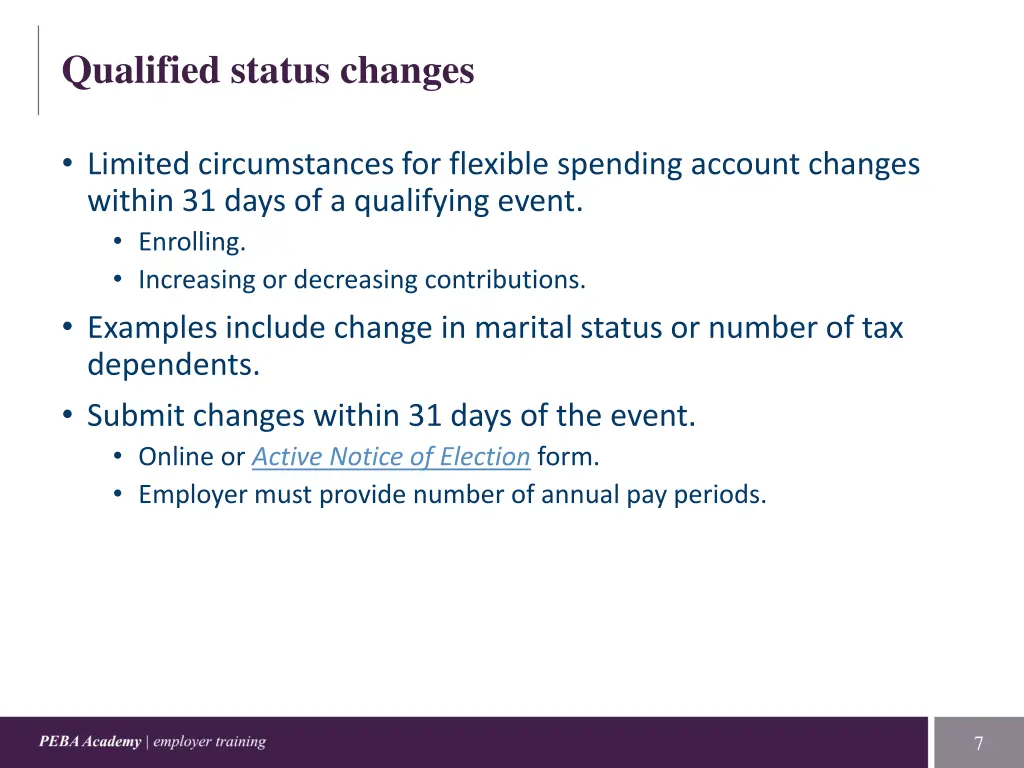 qualified status changes