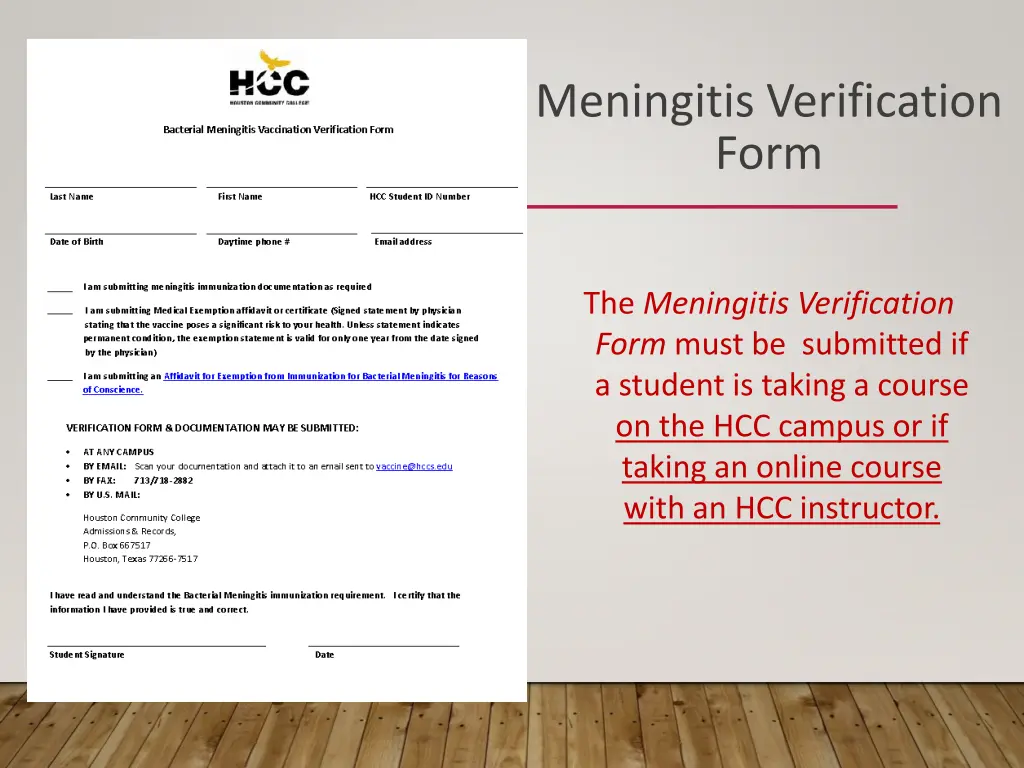 meningitis verification form