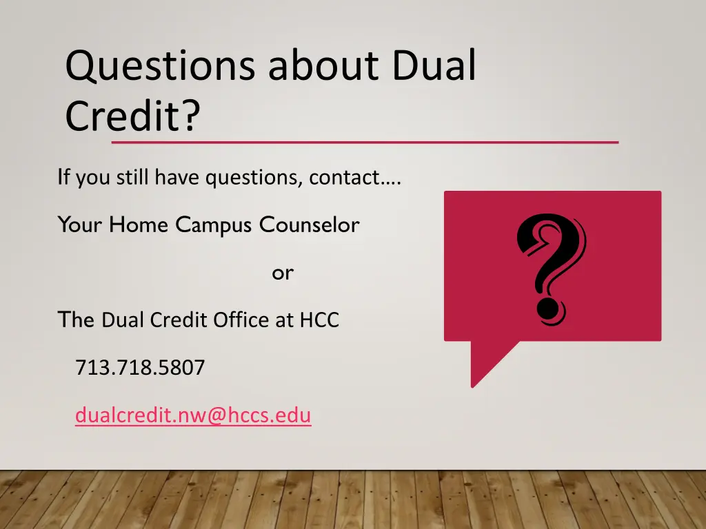 questions about dual credit