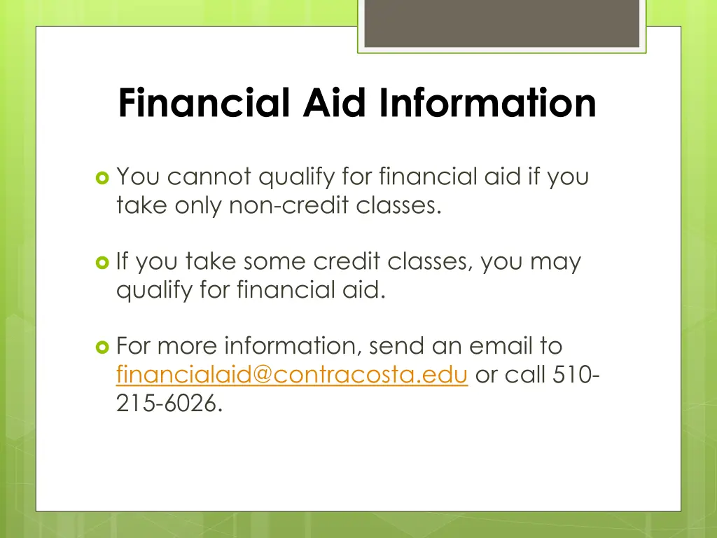 financial aid information