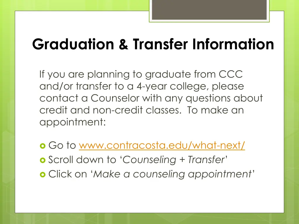 graduation transfer information