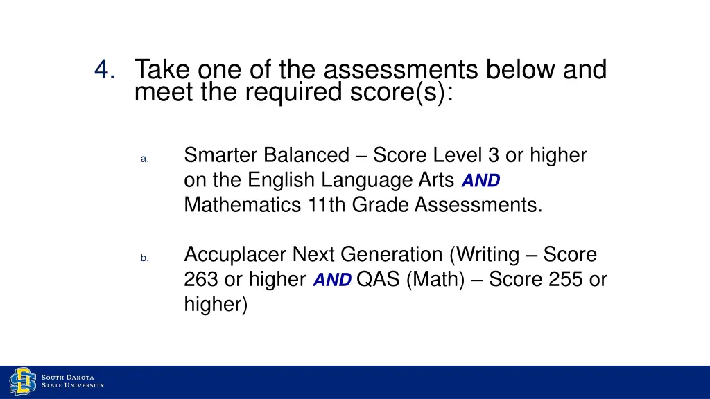 4 take one of the assessments below and meet