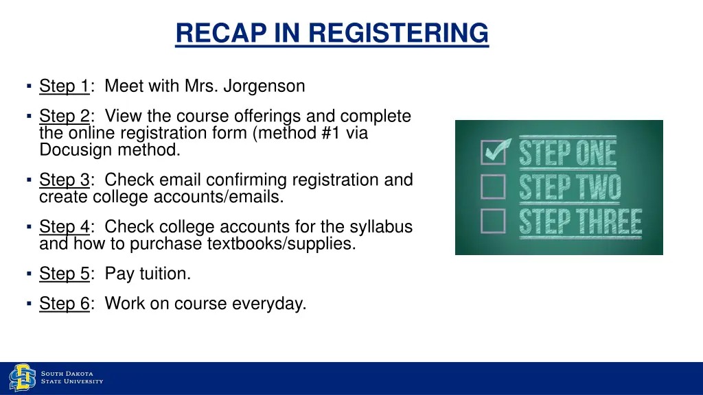 recap in registering