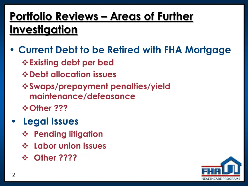 portfolio reviews areas of further investigation 2