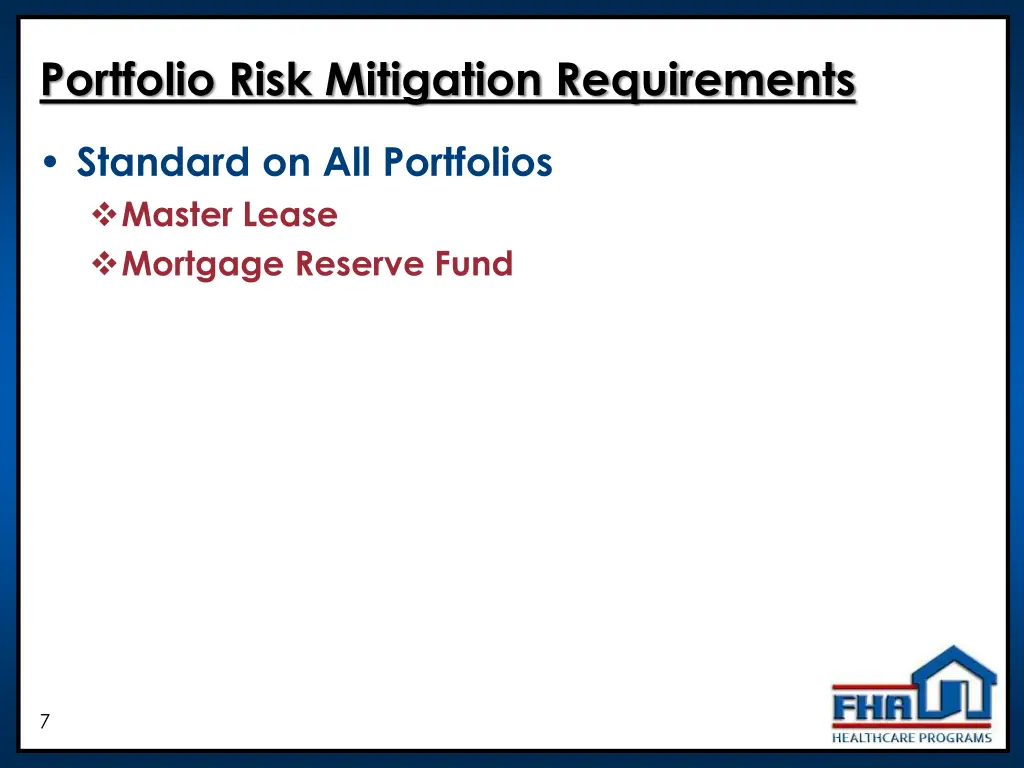 portfolio risk mitigation requirements