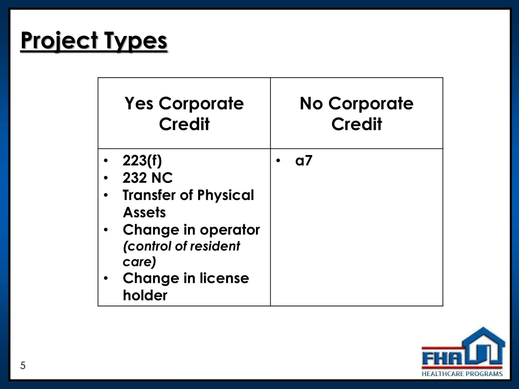 project types