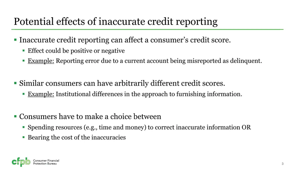 potential effects of inaccurate credit reporting