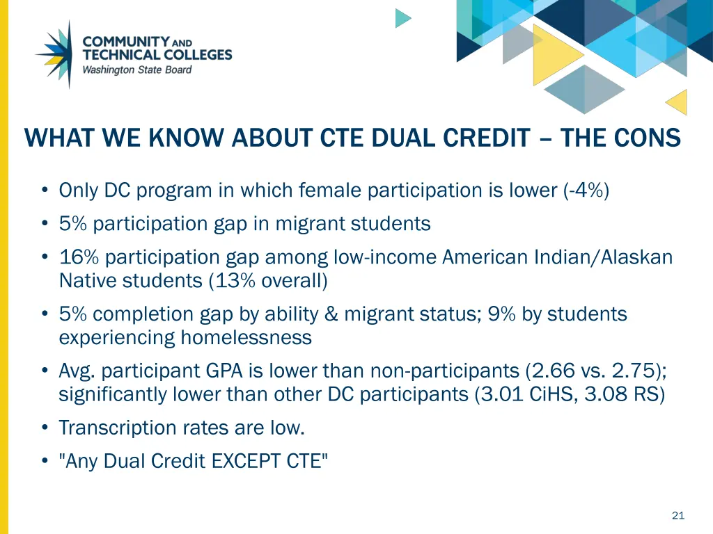 what we know about cte dual credit the cons