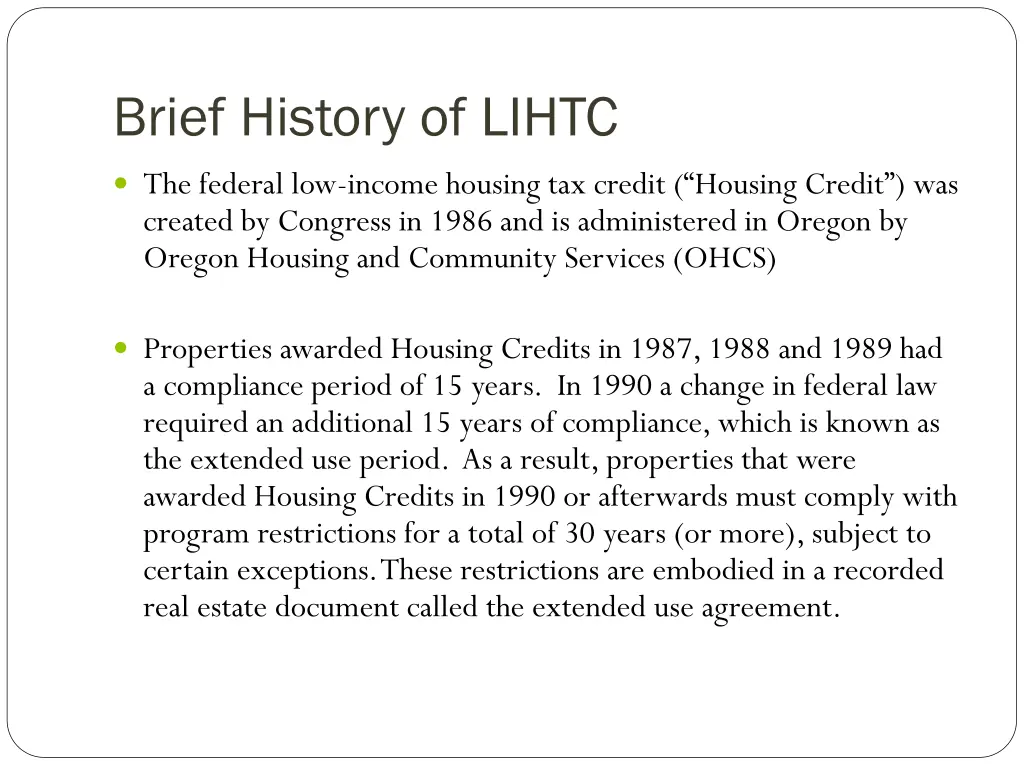 brief history of lihtc