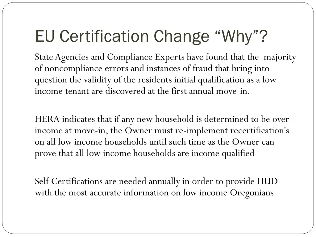 eu certification change why