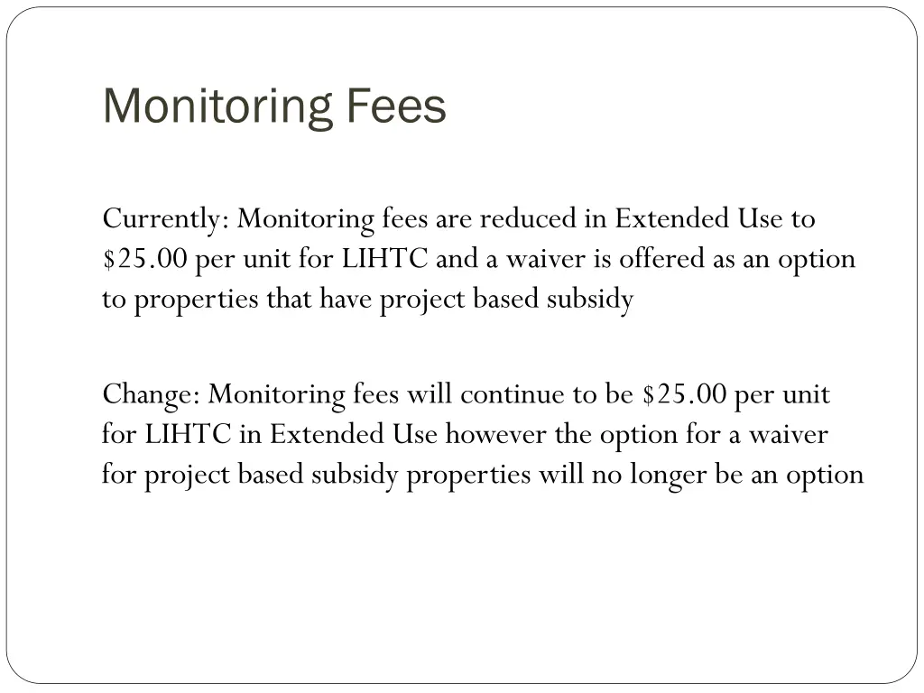 monitoring fees