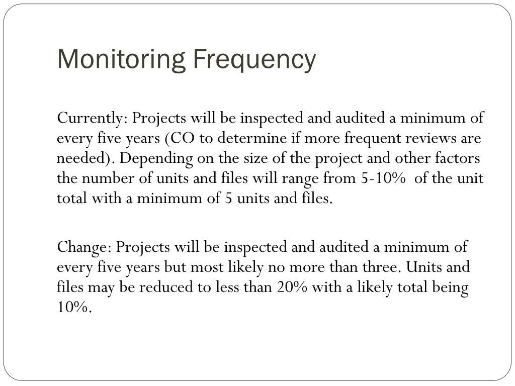 monitoring frequency