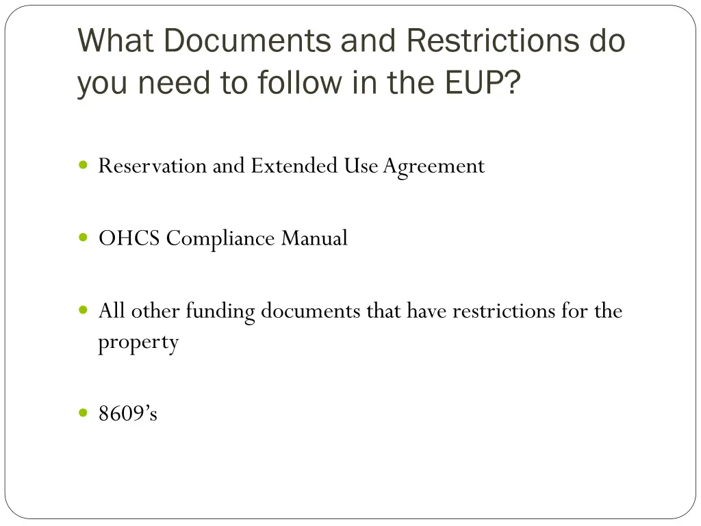 what documents and restrictions do you need