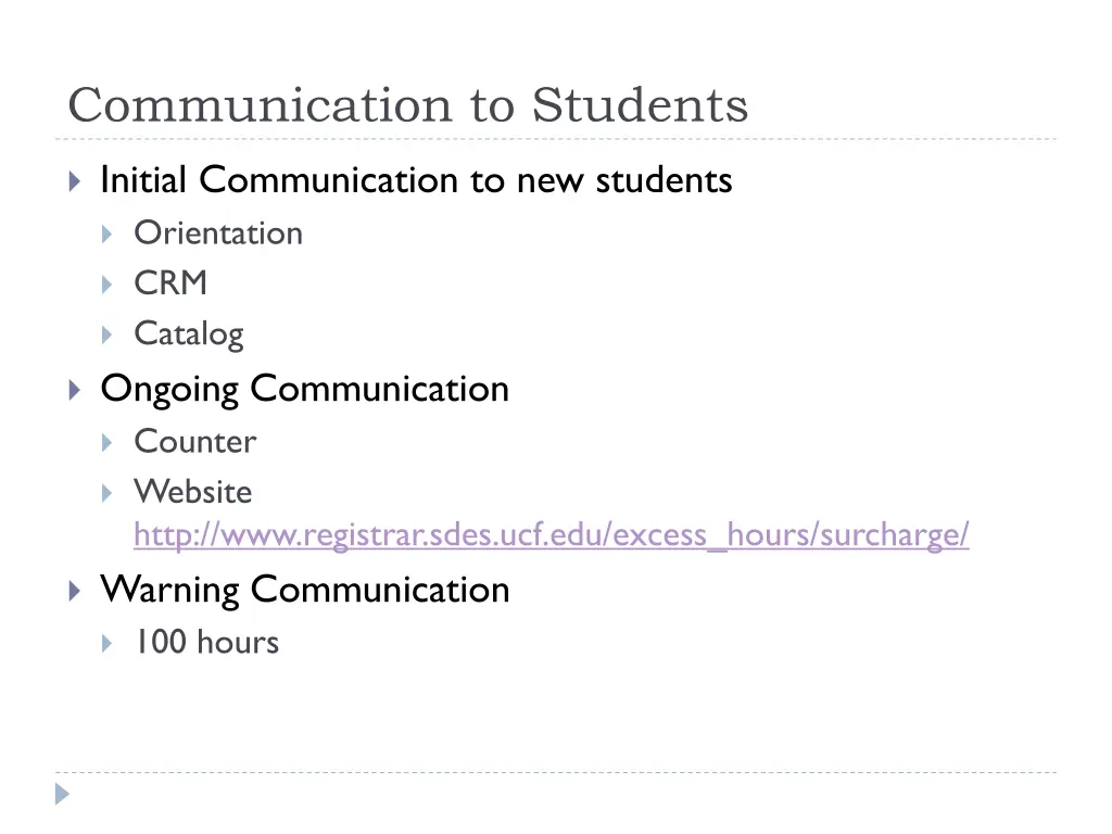 communication to students