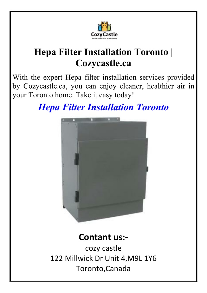 hepa filter installation toronto cozycastle ca