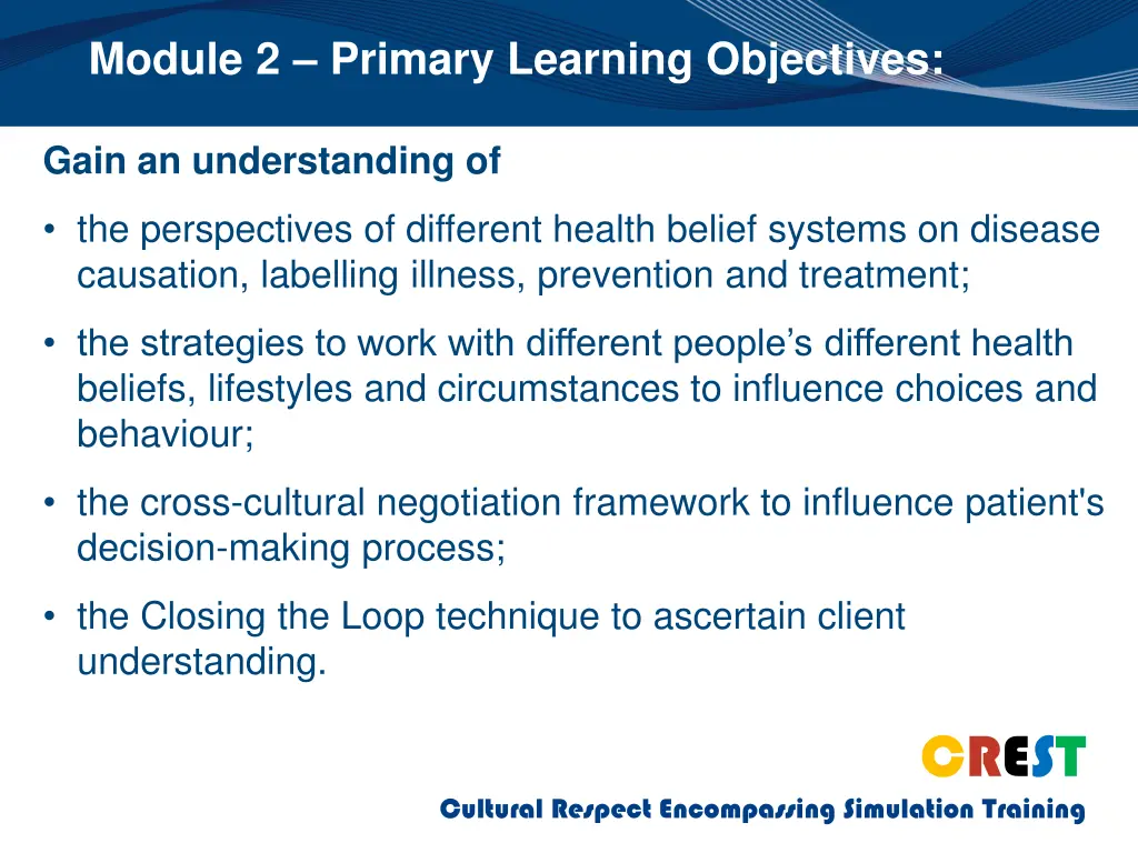 module 2 primary learning objectives