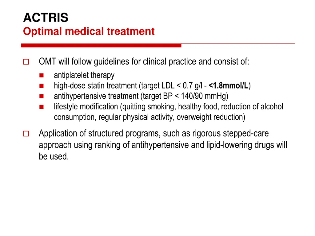 actris optimal medical treatment