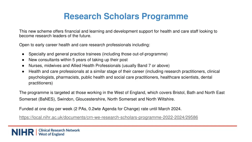 research scholars programme