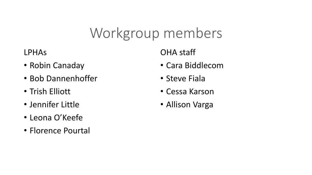 workgroup members