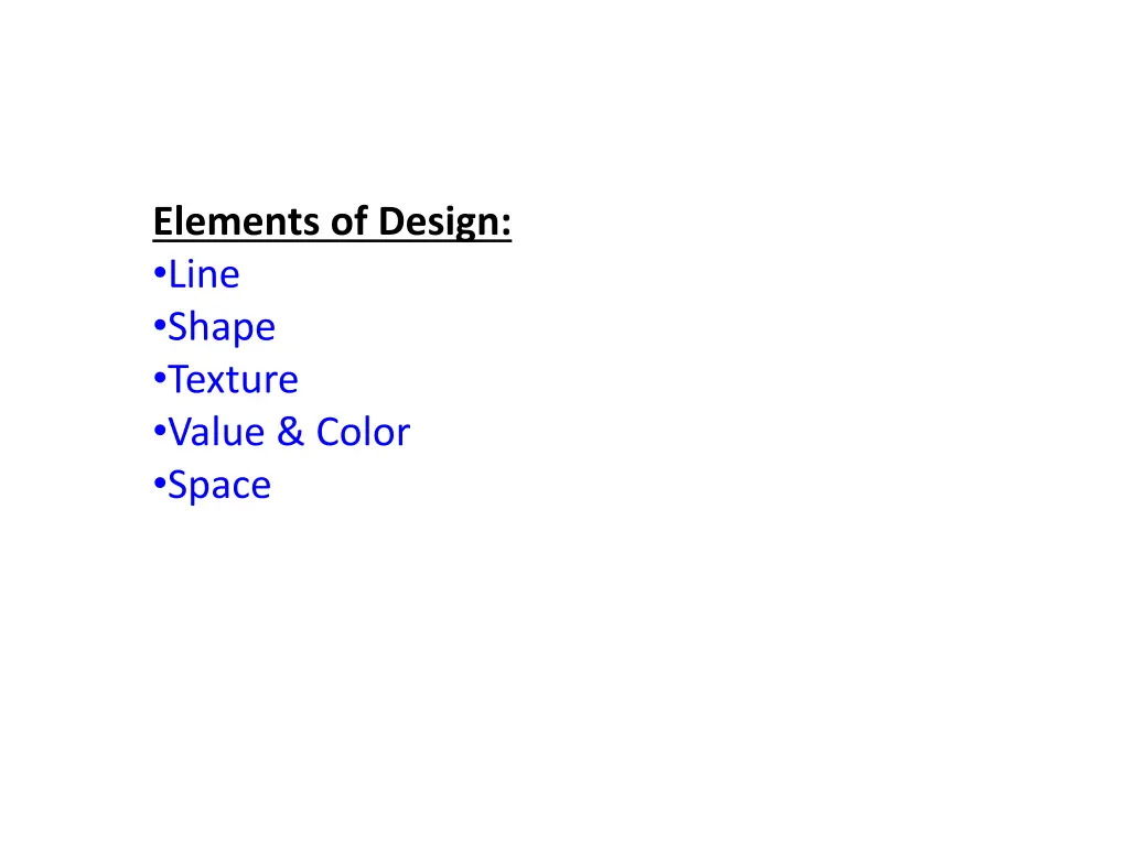 elements of design line shape texture value color