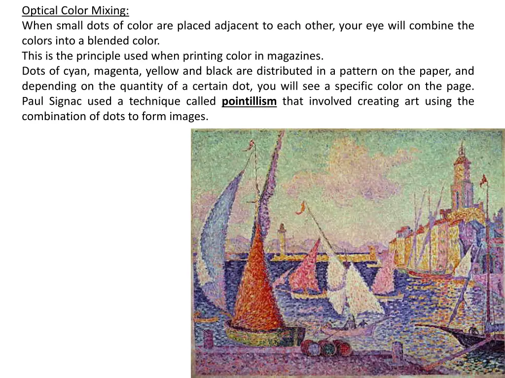 optical color mixing when small dots of color