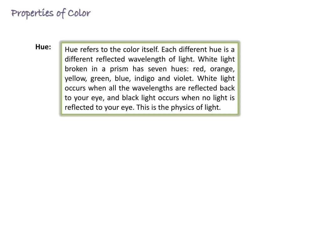 properties of color properties of color