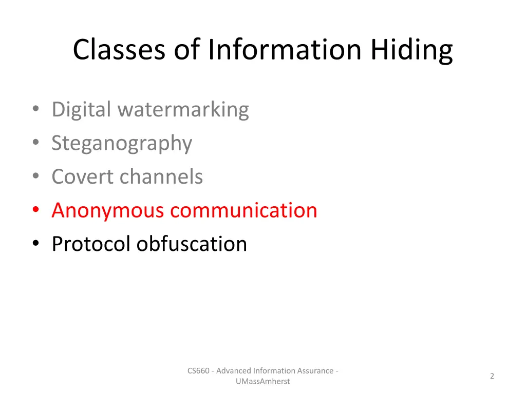 classes of information hiding