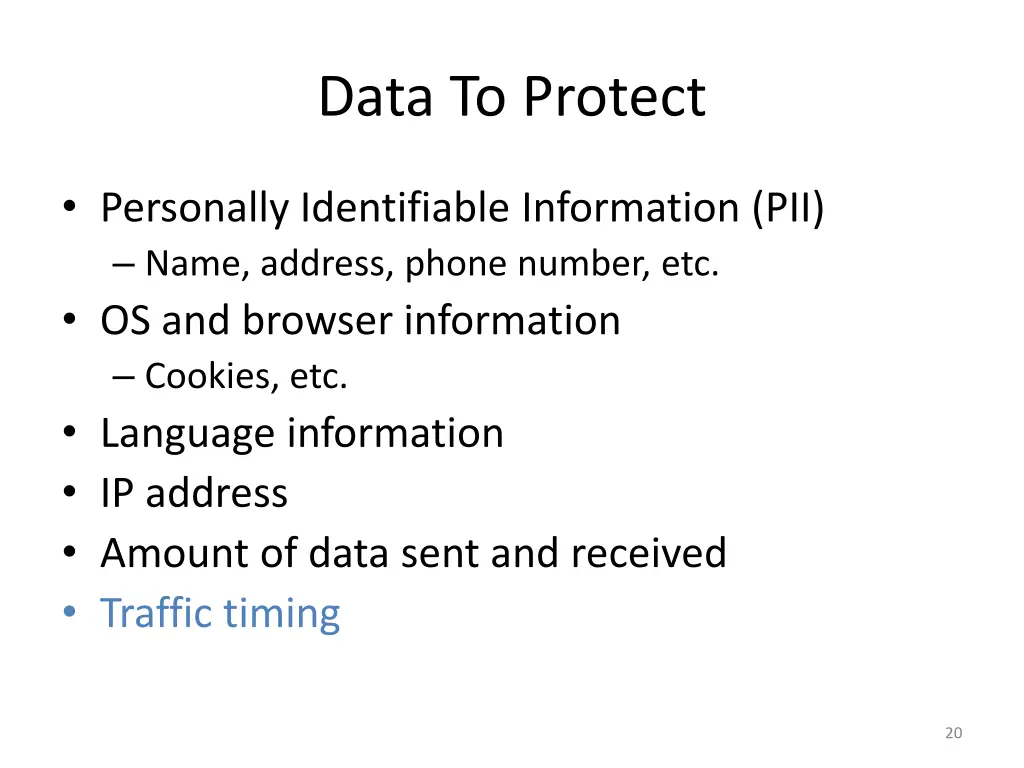 data to protect