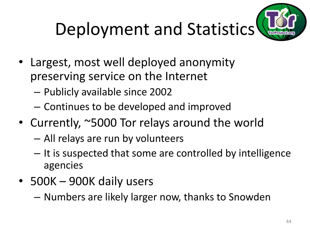 deployment and statistics