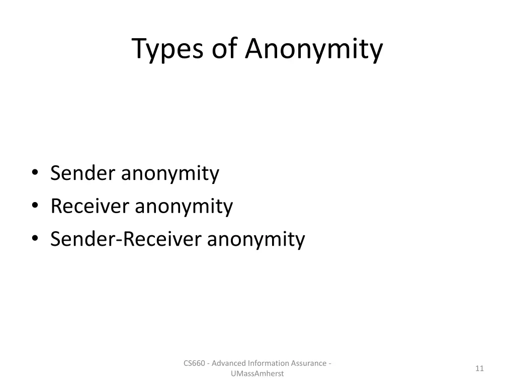 types of anonymity