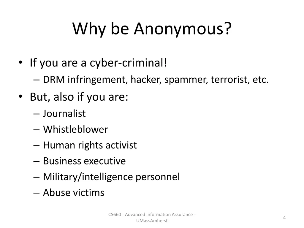 why be anonymous