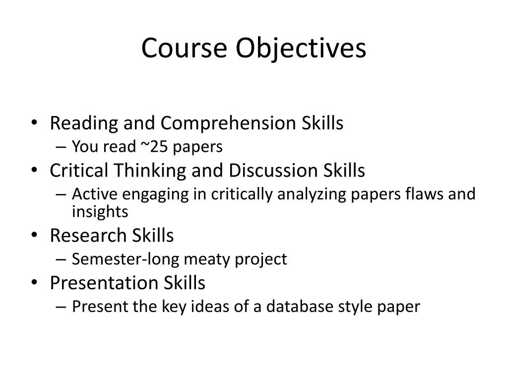 course objectives