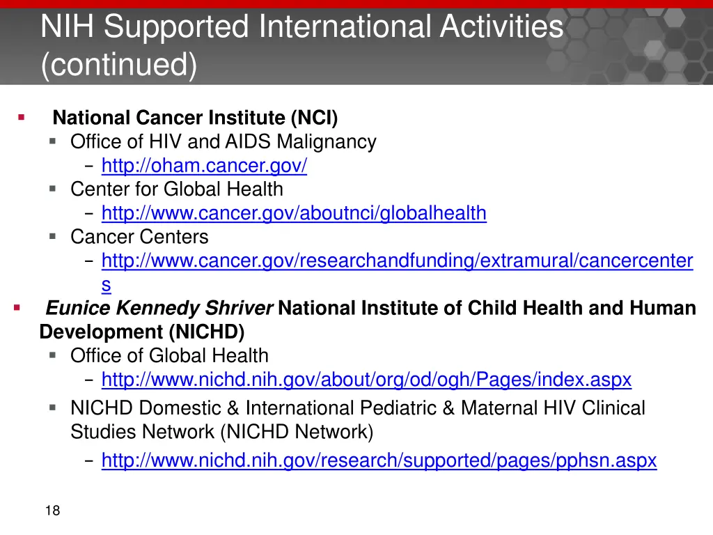 nih supported international activities continued