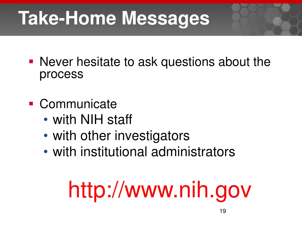 take home messages