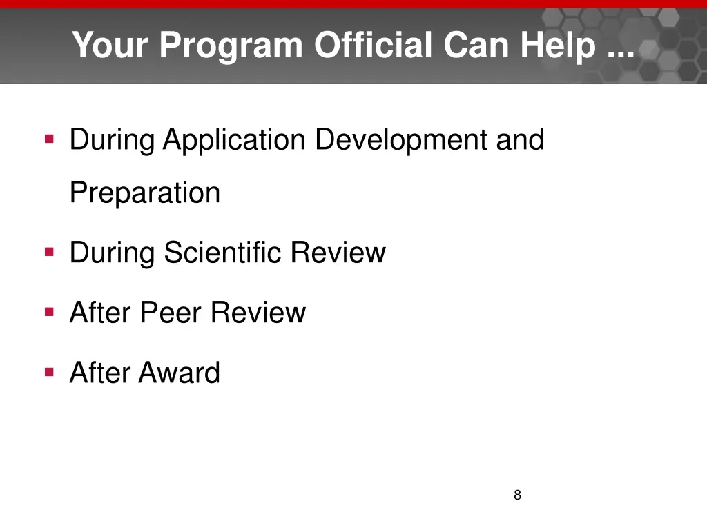 your program official can help