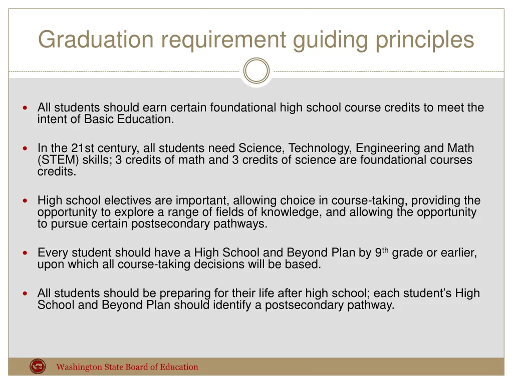 graduation requirement guiding principles