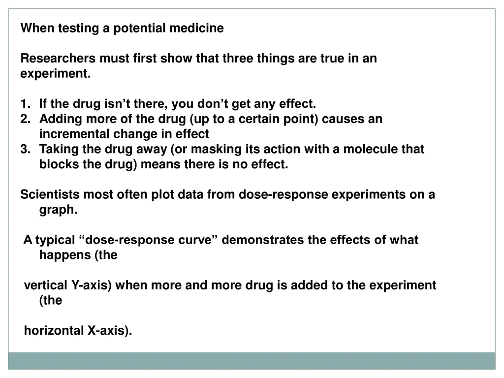 when testing a potential medicine