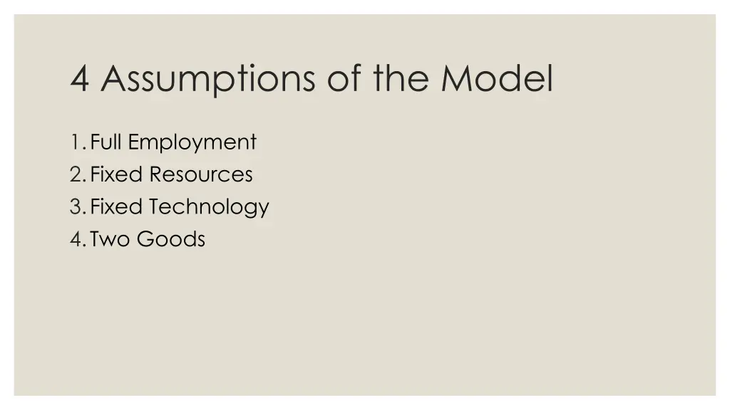 4 assumptions of the model