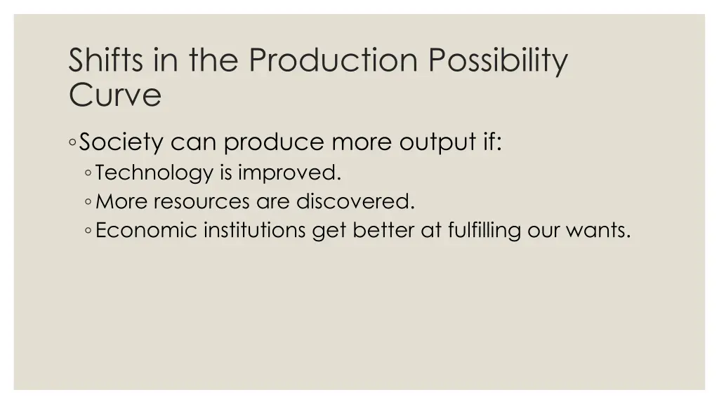 shifts in the production possibility curve