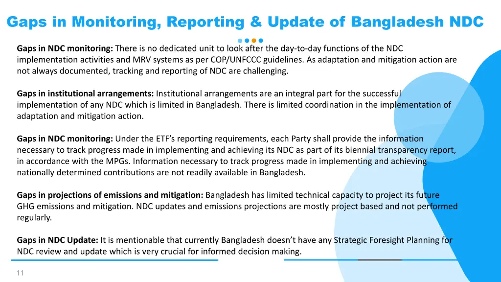 gaps in monitoring reporting update of bangladesh