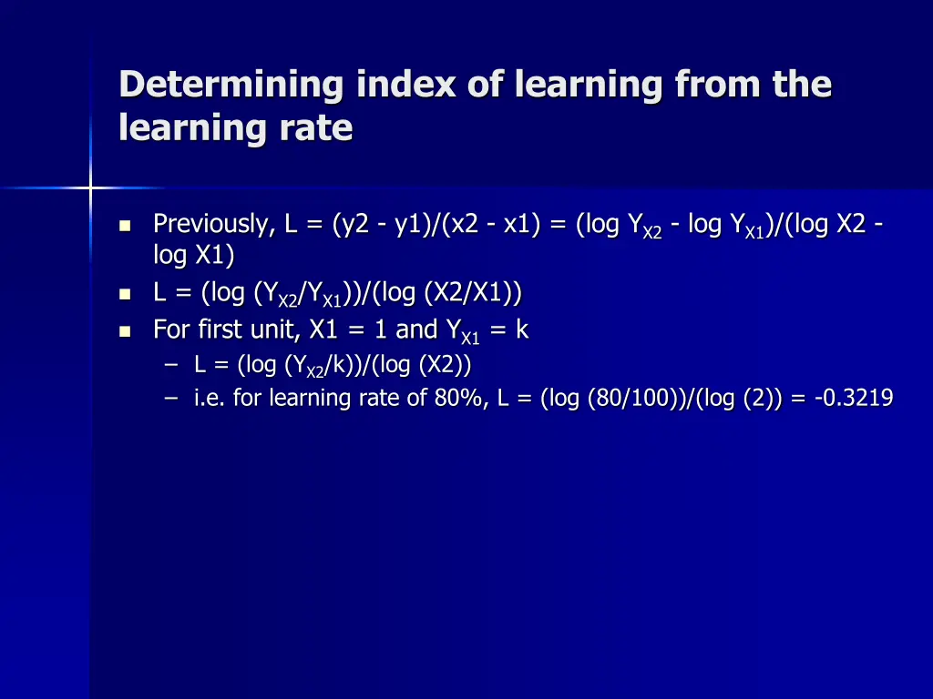 determining index of learning from the learning